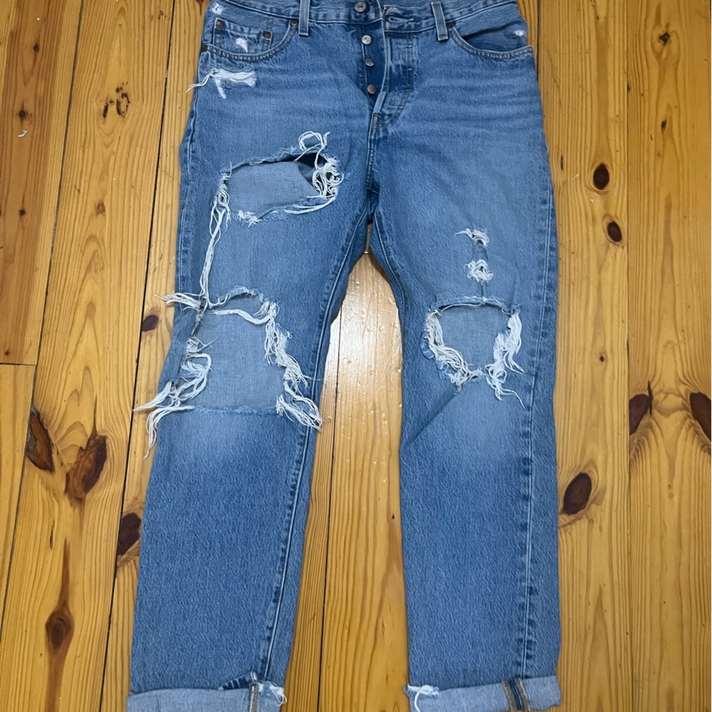 Levi’s 501 Distressed Straight Leg Jeans